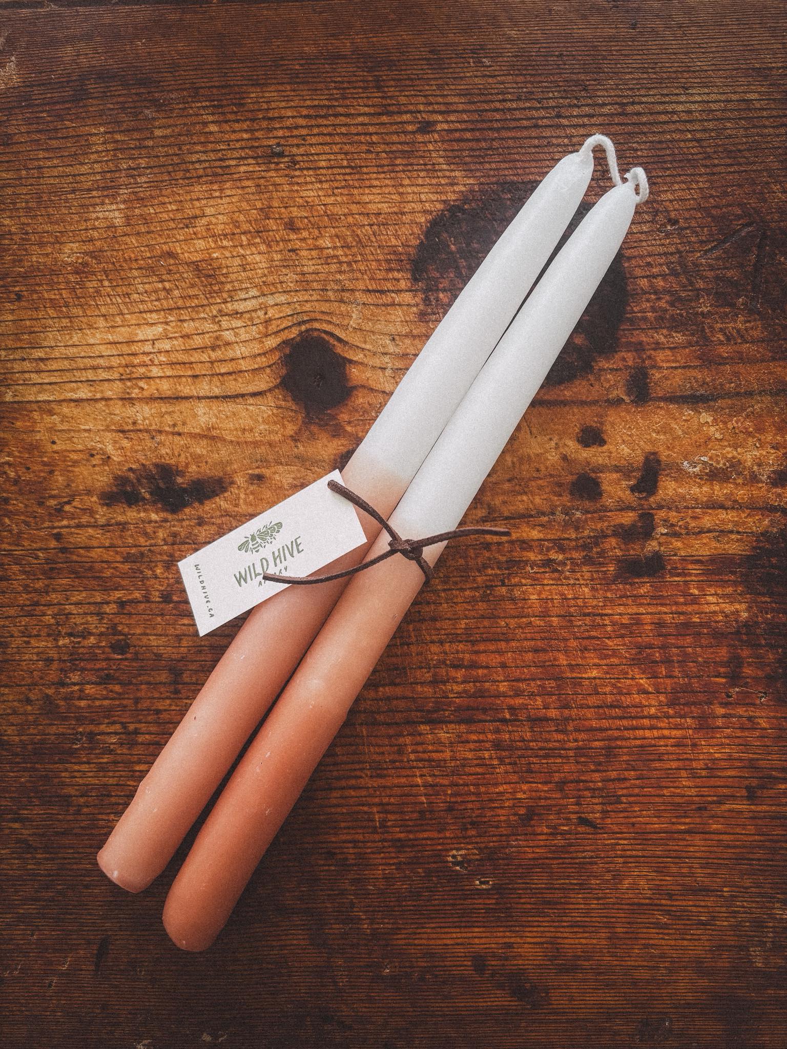 Clay + White Two-Toned Tapers 10" (Pair)