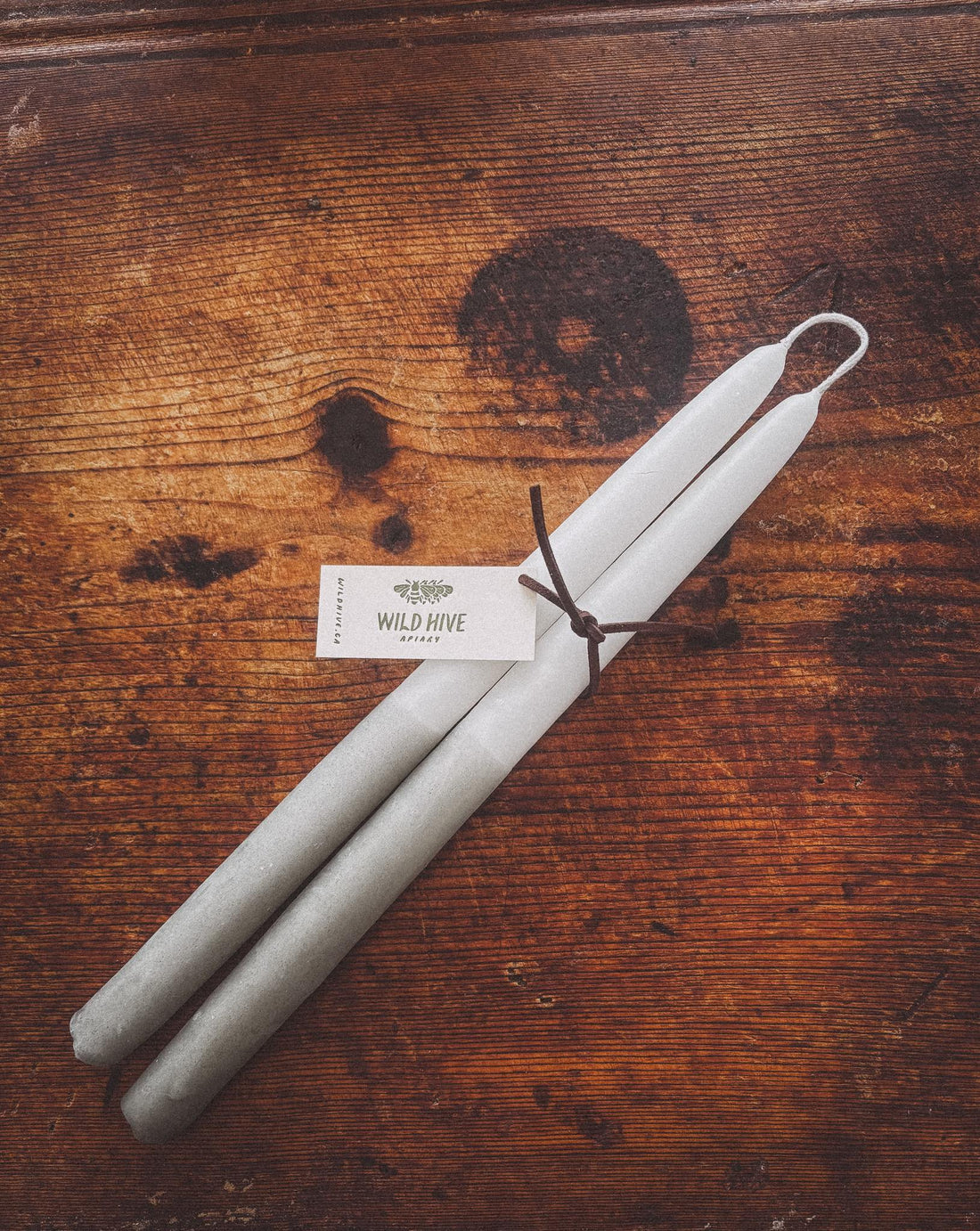 Sage + White Two-Toned Tapers 10" (Pair)