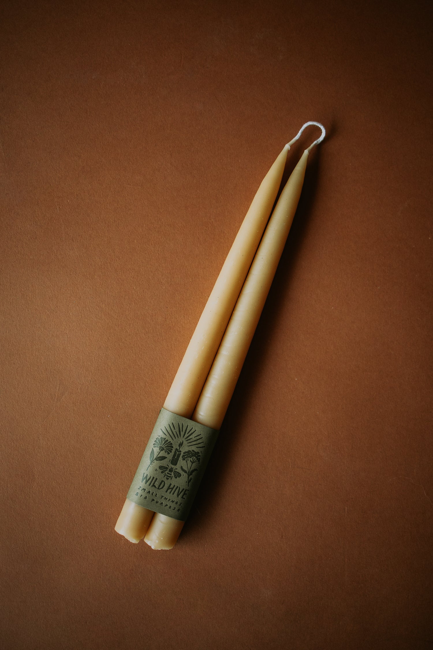 10” Natural Beeswax Hand-Dipped Taper Candles (Pair)