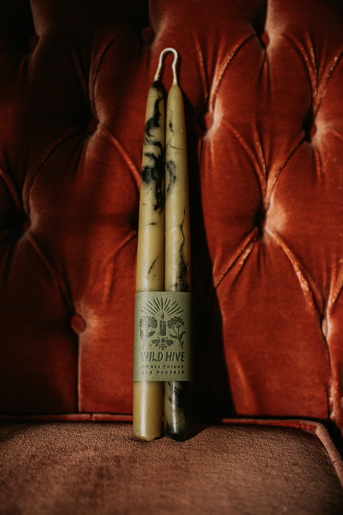 10” Smokey Beeswax Hand-Dipped Taper Candles (Pair)